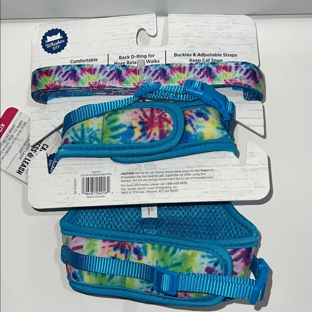 Whisker City- Kitten Tie-Dye Cat Vest Harness & Leash Set